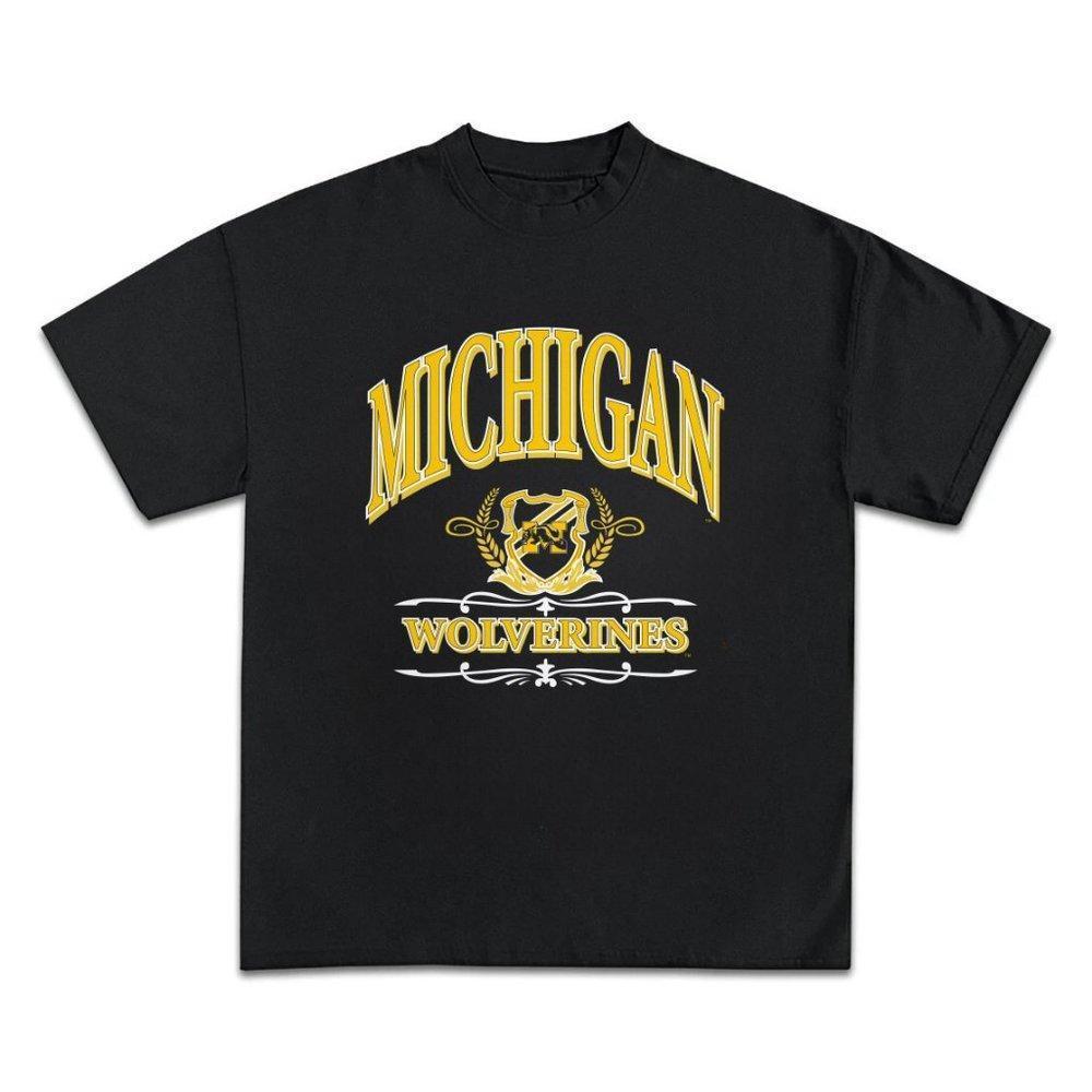 Michigan Wolverines Football Design Black Shirt, Cotton Crewneck Tee